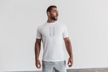 Nobull Horns Men's T Shirts White | Australia (VE2743)